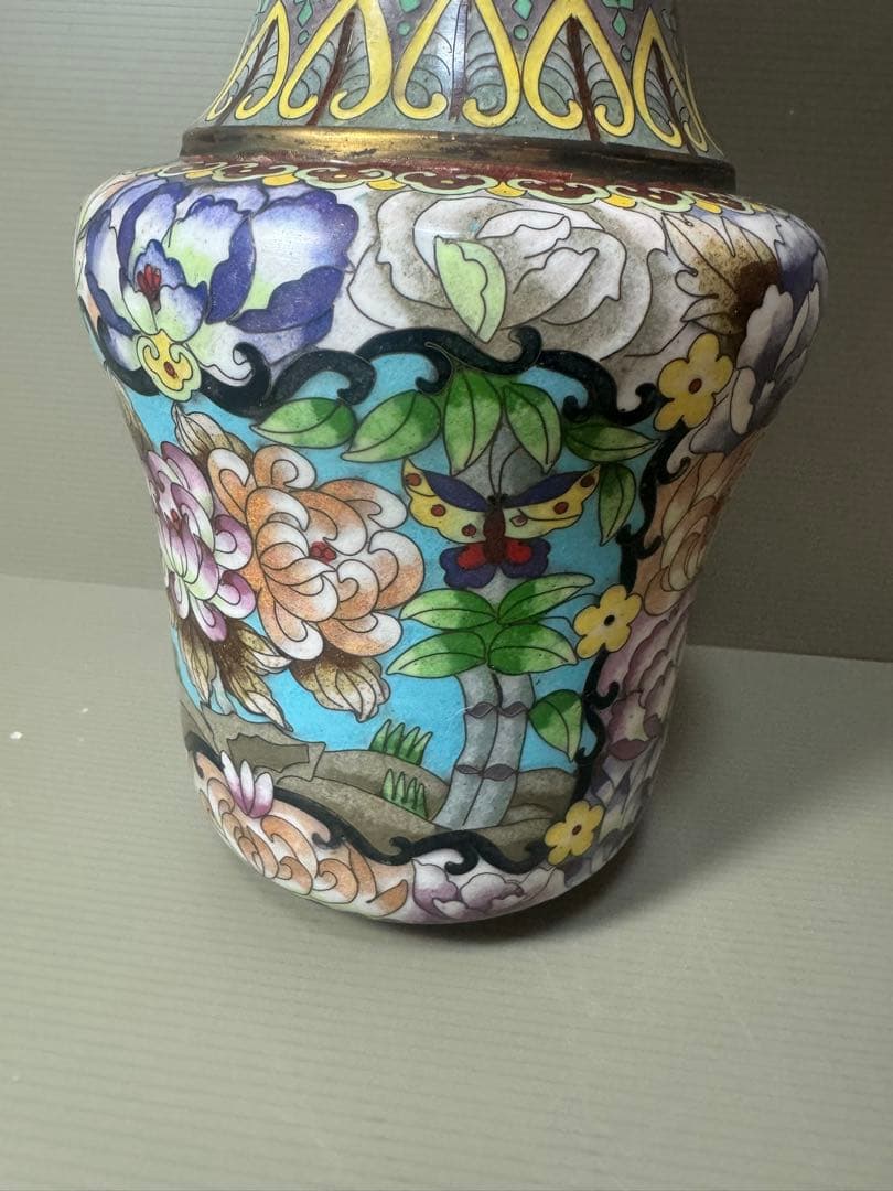 2073 七宝焼　景泰藍　花瓶　時代物