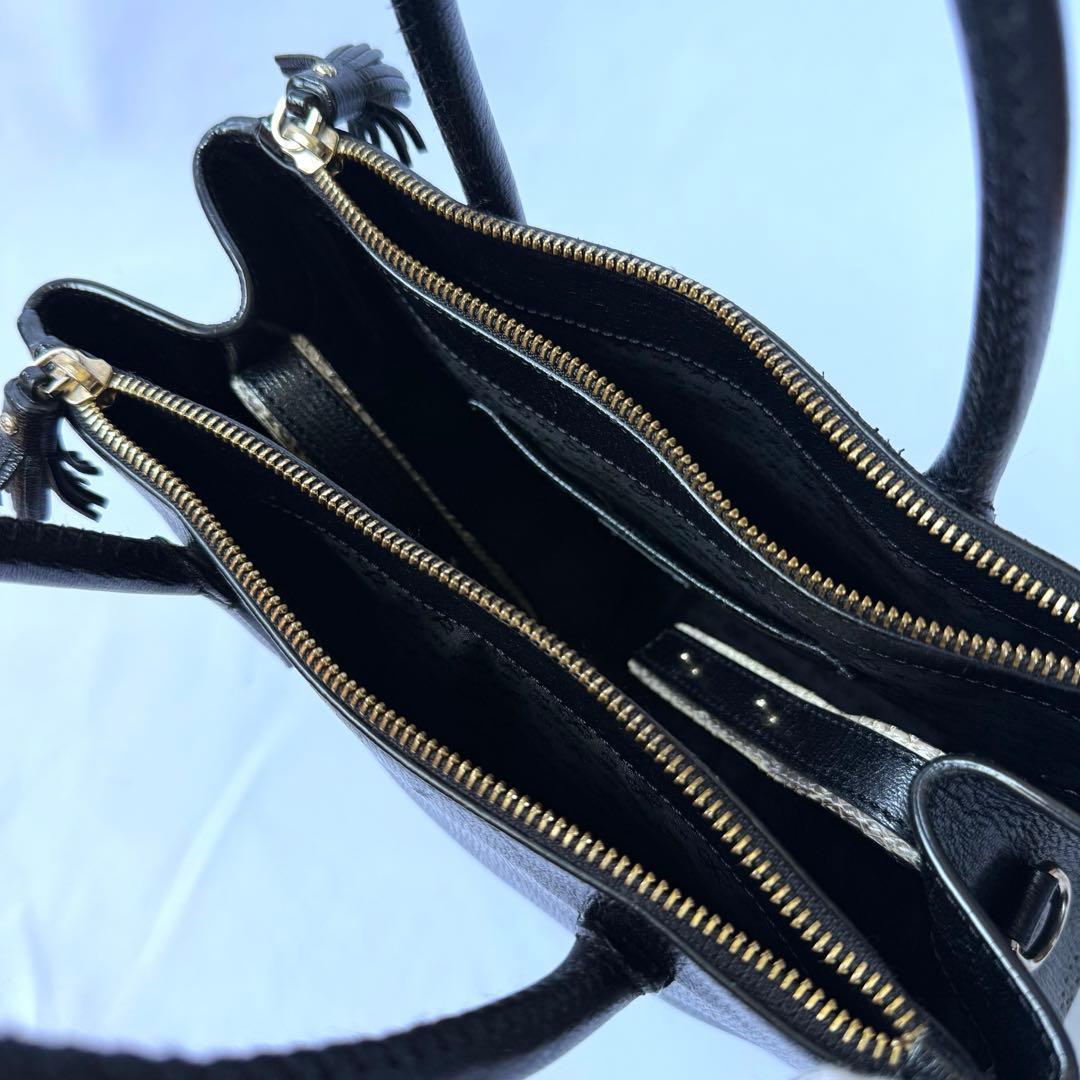 ANYA アニヤ 2way スマイリー パンチング ショルダー ハンドバッグ 黒