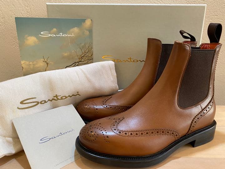 新品 SANTONI サントーニ サイドゴアブーツ フルブローグ ウィングチップ