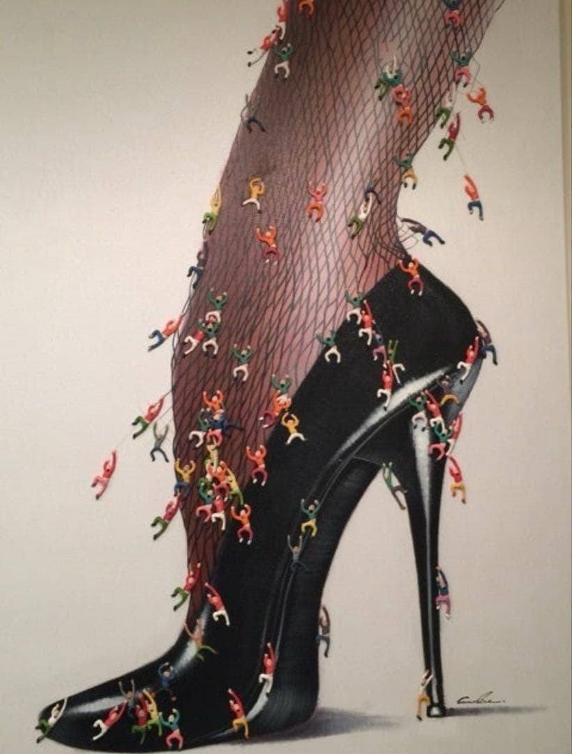 アート作品 ハイヒールと美脚　油絵　フランフラン カッシーナ ACTUS
