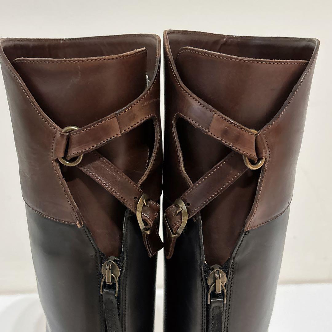 サルトル レザー ロングブーツ 黒　茶色　バイカラー ジョッキーブーツ 35
