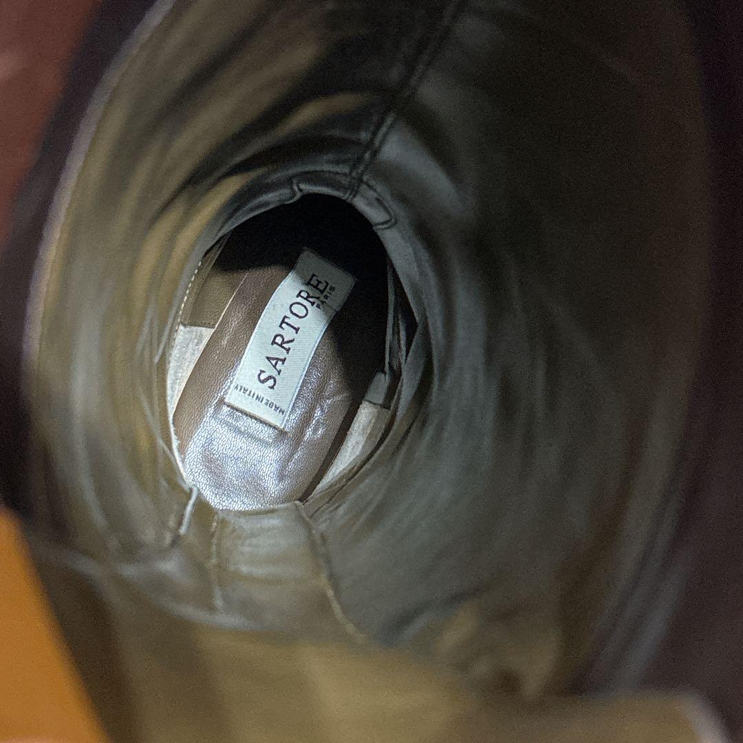 サルトル レザー ロングブーツ 黒　茶色　バイカラー ジョッキーブーツ 35