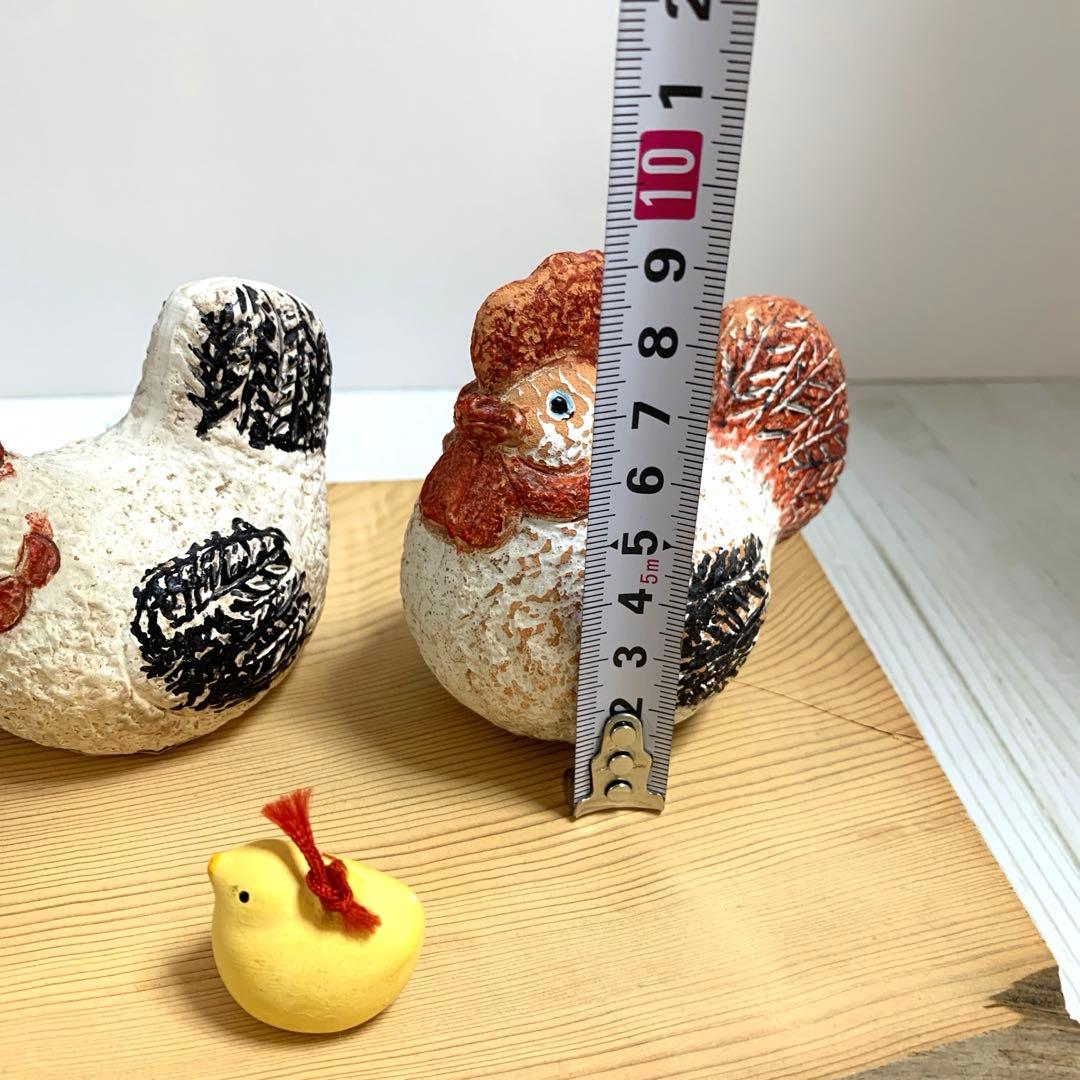 D☆ レトロ　鶏　ひよこ　にわとり　親子　焼き物　土鈴　置物