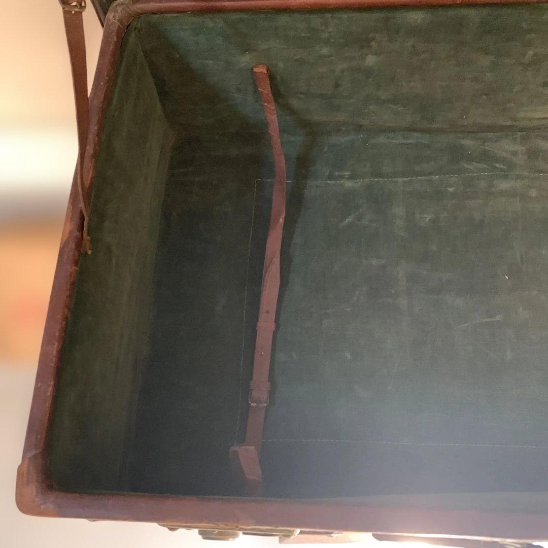 アンティークレザー本革トランク重厚収納ケースヴィンテージオブジェ昭和レトロ