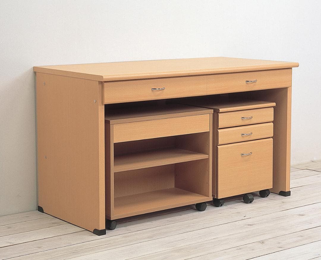 システム　デスク　チェスト　ラック　３点セット　機能的　キャスター付き