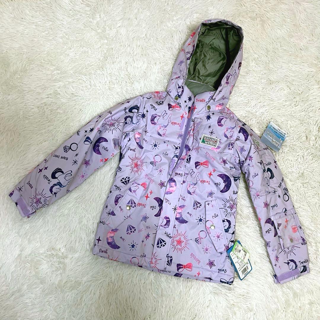 新品タグ付き ONYONE ジュニア スノーウェア上下 150 可愛い総柄と水色