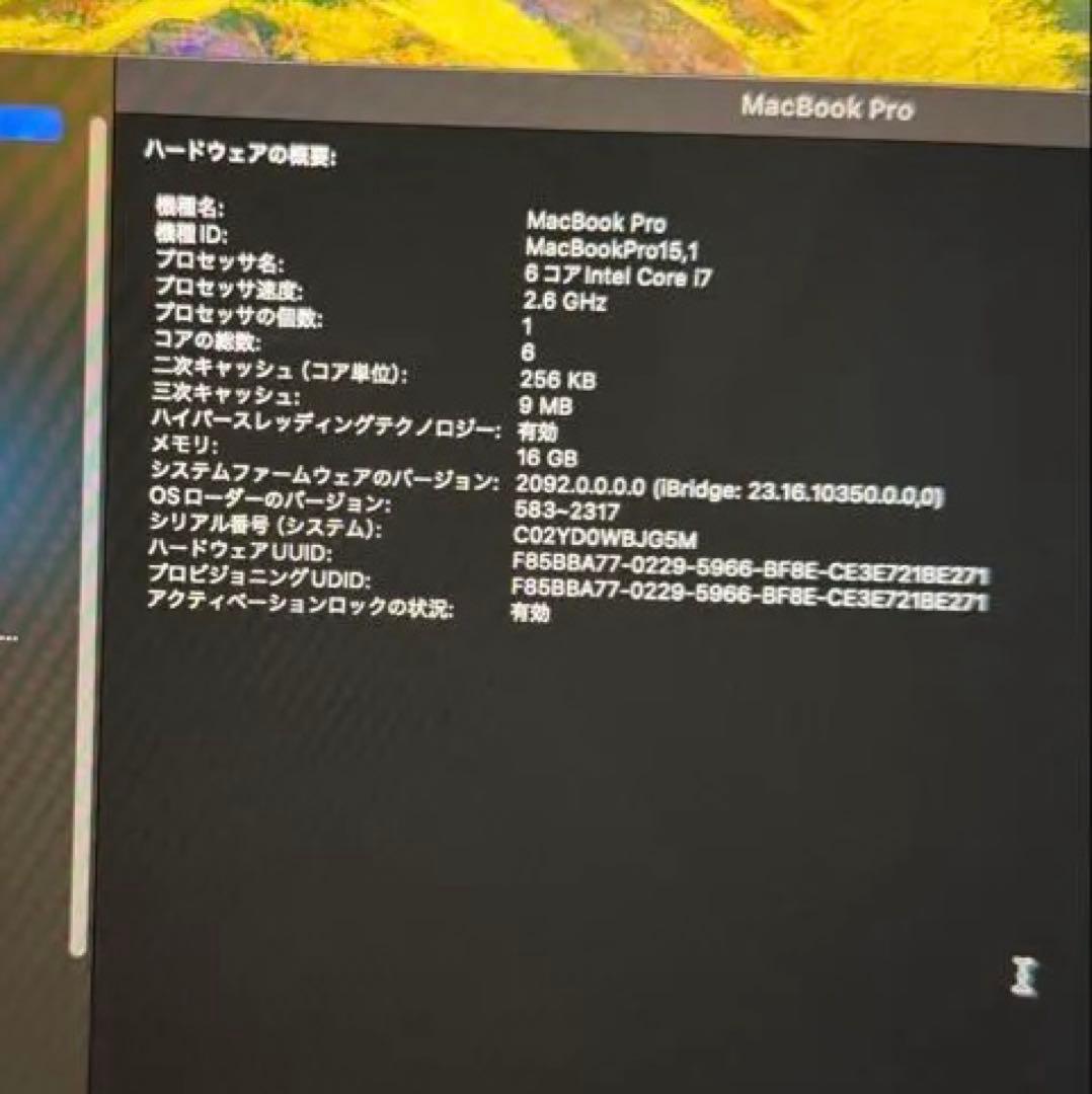 MacBook Pro 15㌅ Core i7 6Core・16GB・512GB