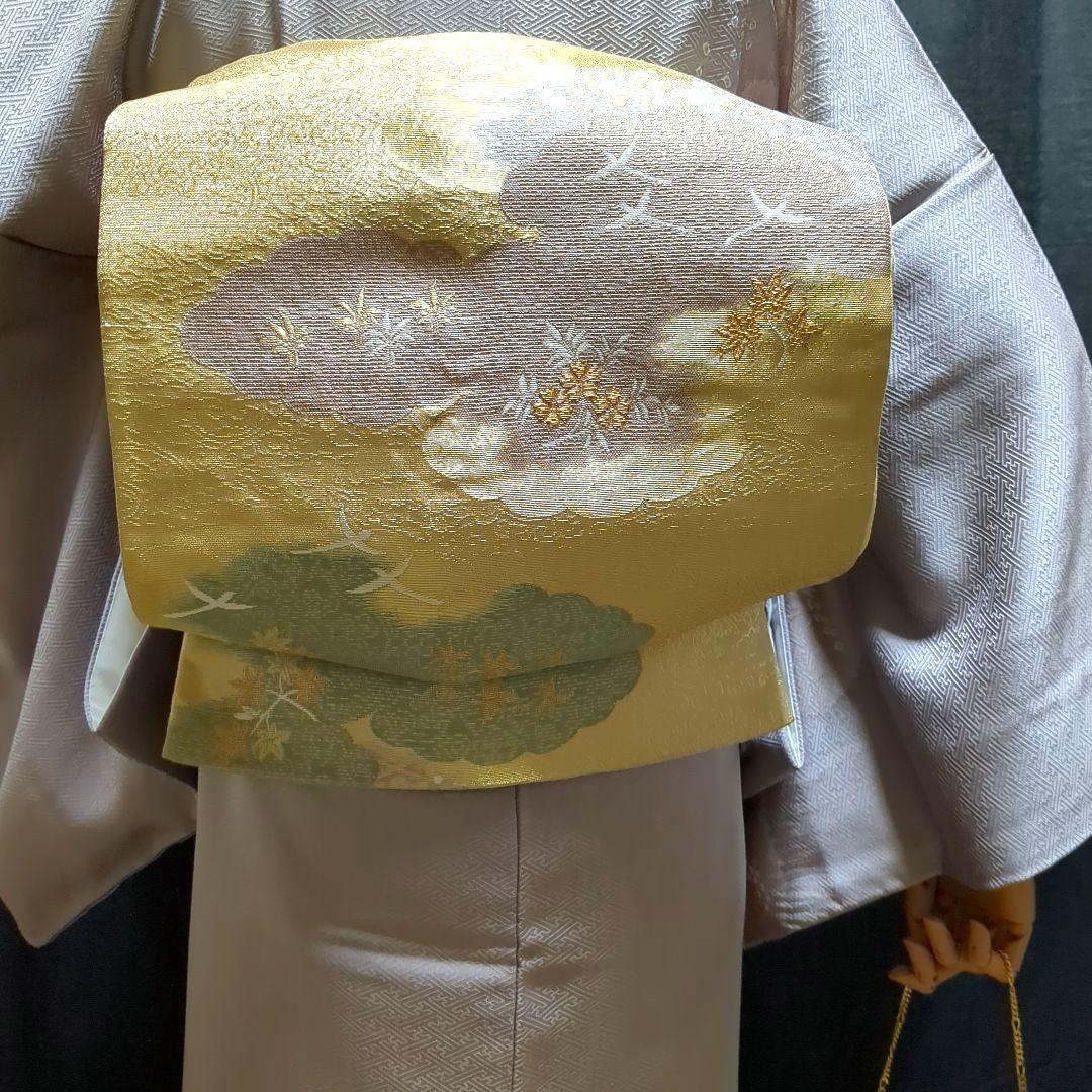 【訪問着】絞り　汕頭刺繍　スワトウ　紗綾形地模様　単品　入園入学式　お茶会　綸子
