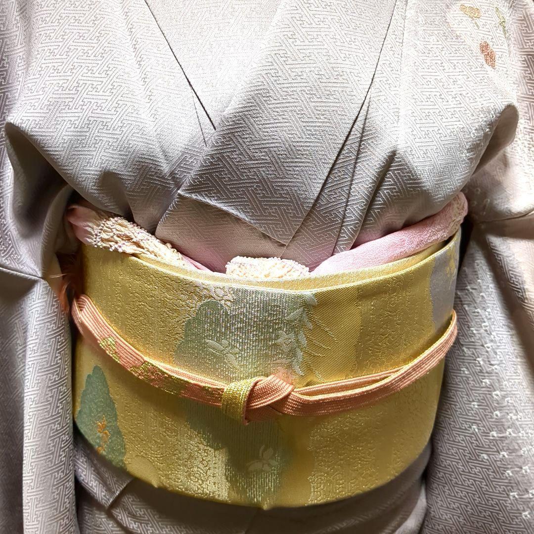 【訪問着】絞り　汕頭刺繍　スワトウ　紗綾形地模様　単品　入園入学式　お茶会　綸子