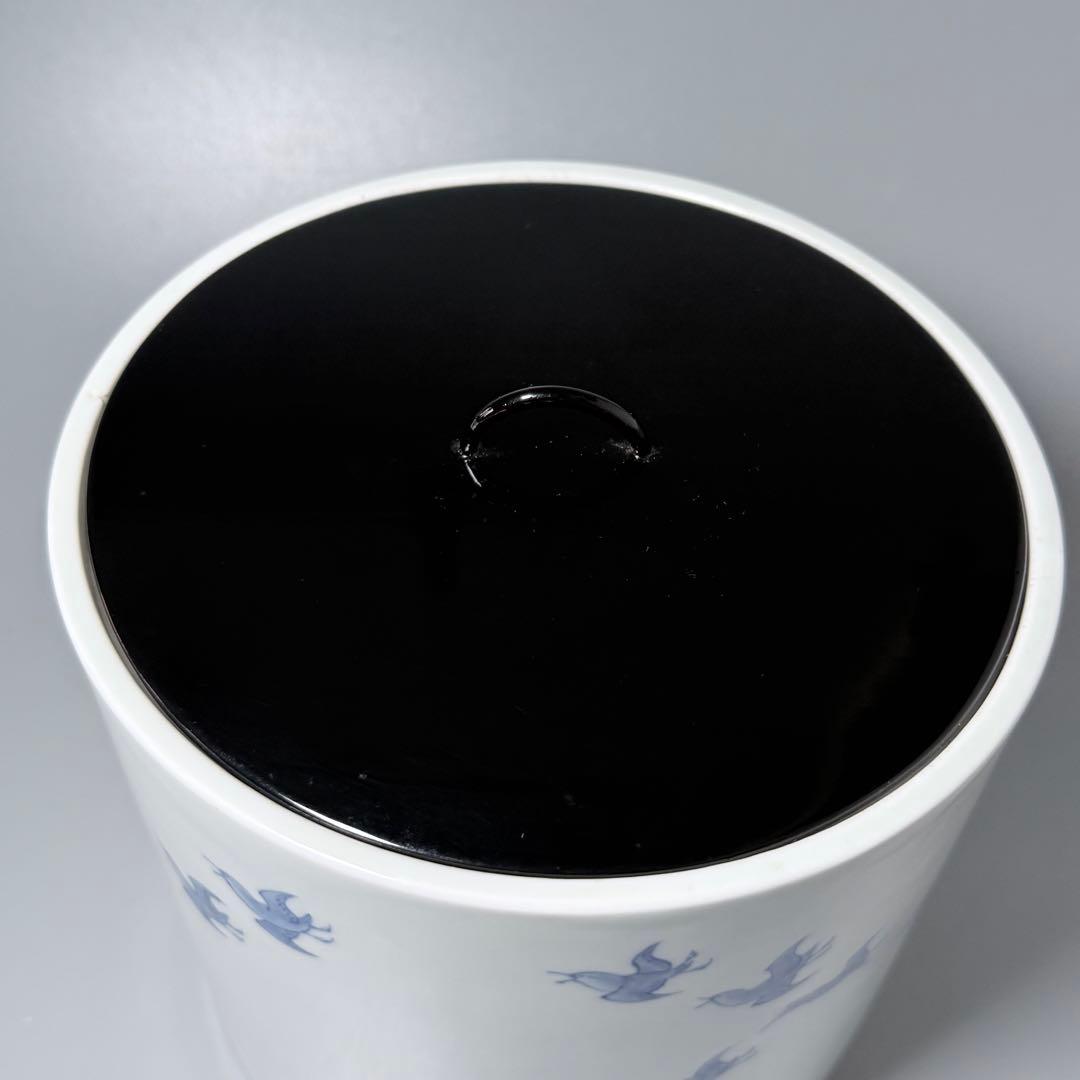 蔵*介様 明治大正期　平戸焼　染付鳥文様水指　共箱　特注蓋付　茶道具　裏千家　表