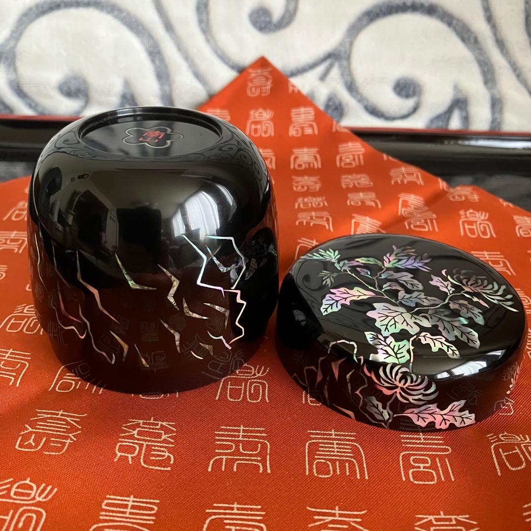 茶道具 高麗乾漆螺鈿 四君子棗 南山造 共箱
