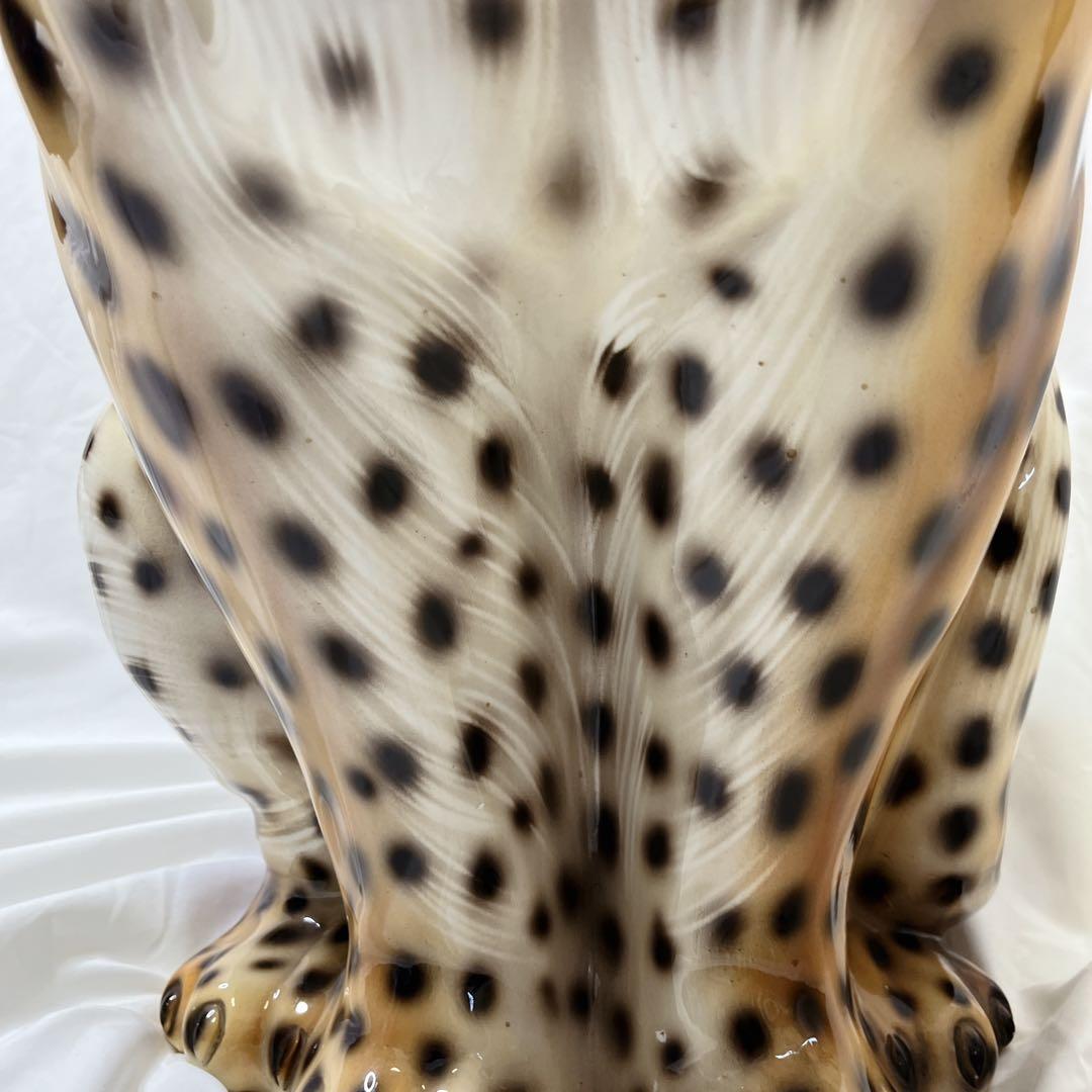 【希少良デザイン】最高級陶器　オブジェ　レオパード　骨董品　美術品　アニマル