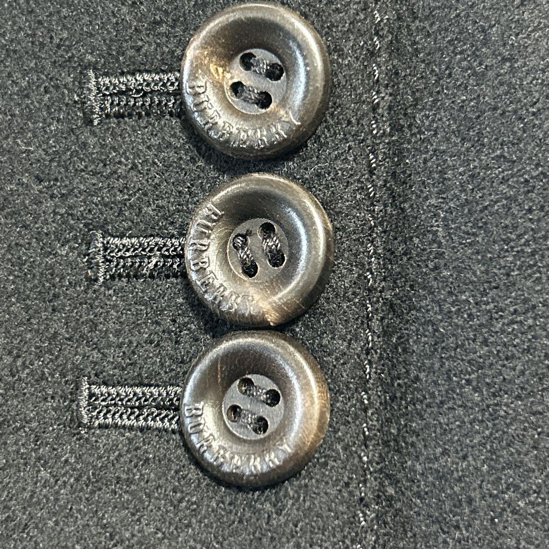 バーバリーロンドン ウール ピーコート ロゴボタン ストライプ裏地 9 ブラック