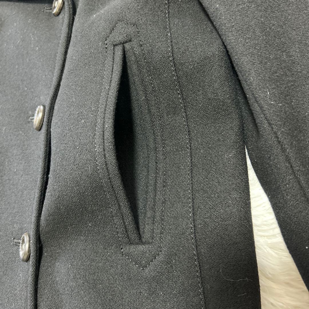 バーバリーロンドン ウール ピーコート ロゴボタン ストライプ裏地 9 ブラック