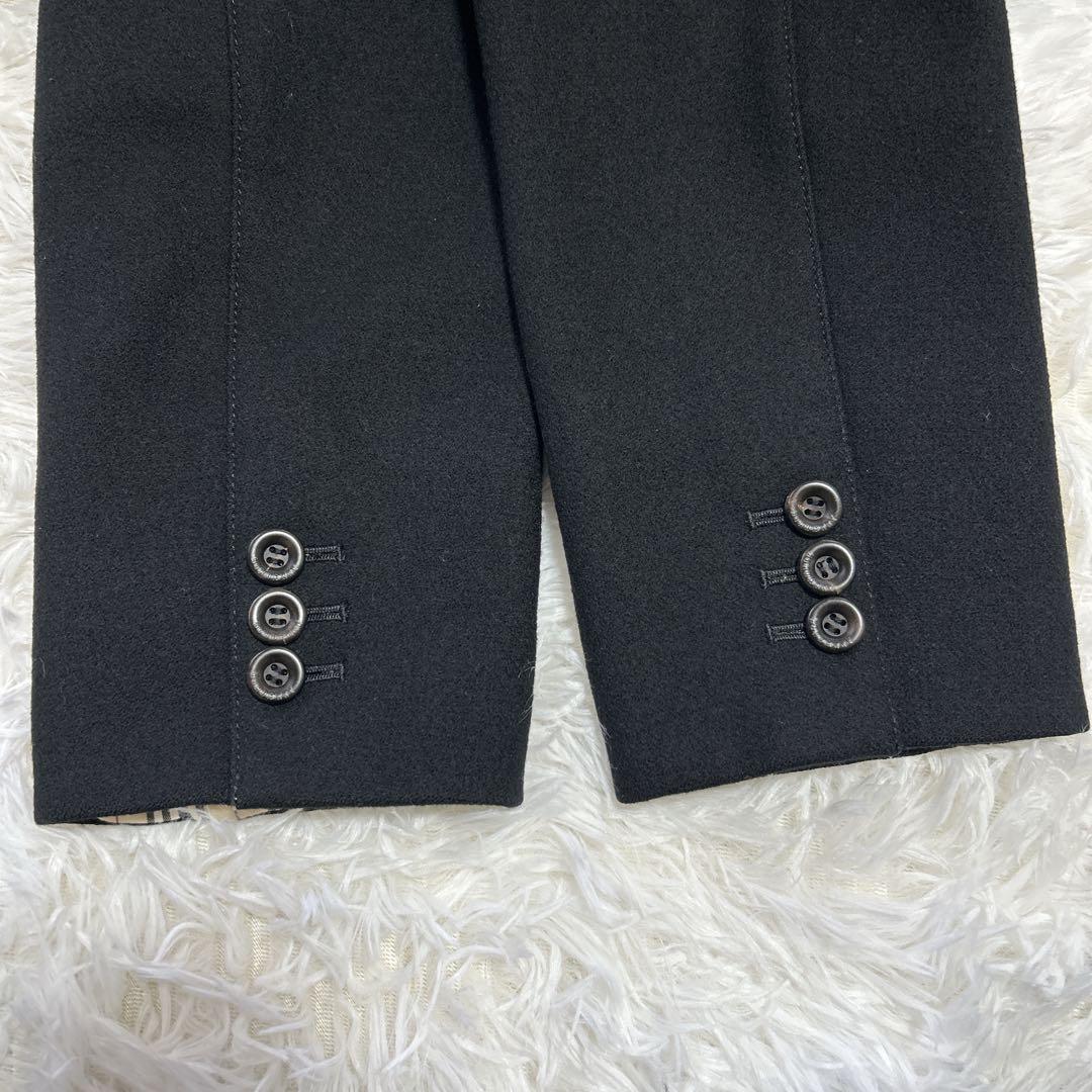 バーバリーロンドン ウール ピーコート ロゴボタン ストライプ裏地 9 ブラック