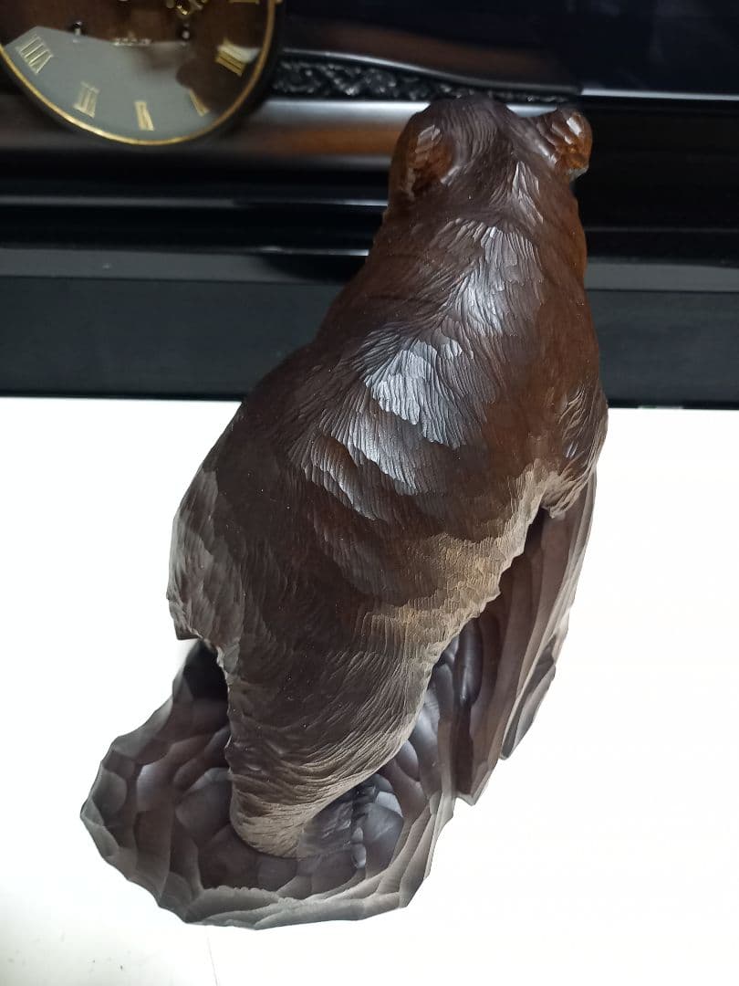 希少　アイヌ　熊　一刀彫　木彫り　堀井作　銘有り　中型　サイズ