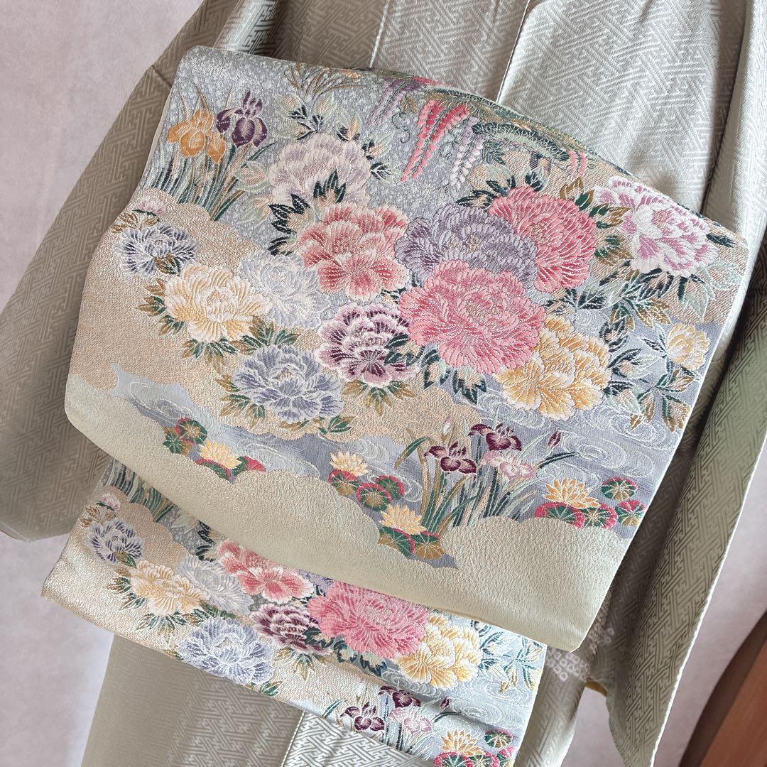 訪問着　フルセット　着物　正絹　入学式　卒業式　しつけ付　絞り　大人の淡色　J3