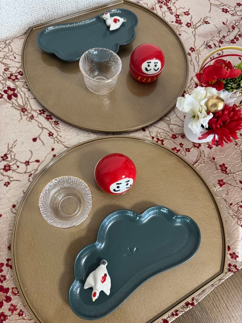 松皿と鶴だるまの5セット