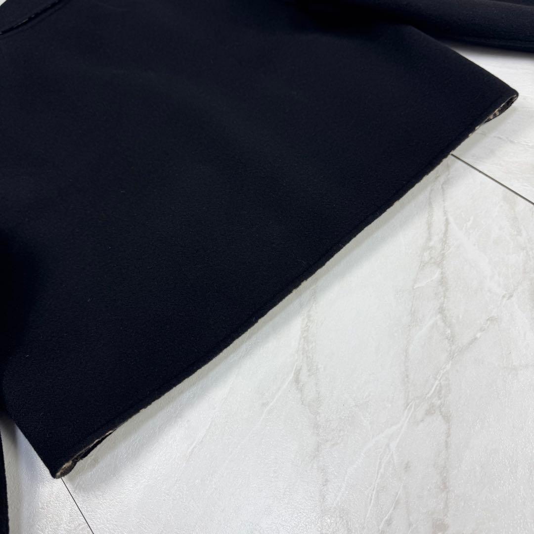 極美品 フェンディ ダブルフェイス ショートコート ウール ズッカ 黒 40