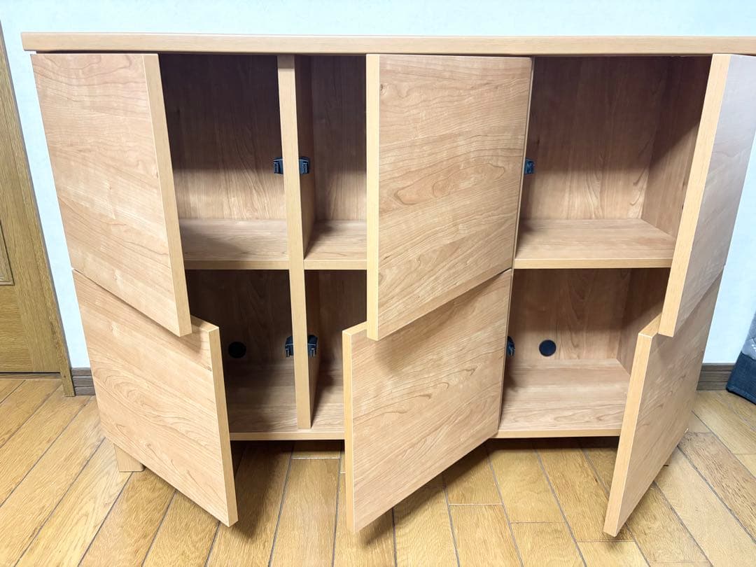 収納棚　キャビネット　木製　ナチュラル木目