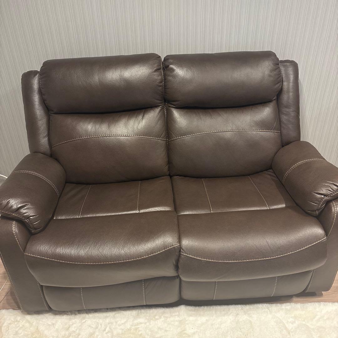 ブラウンリクライニングソファ 2人掛け
