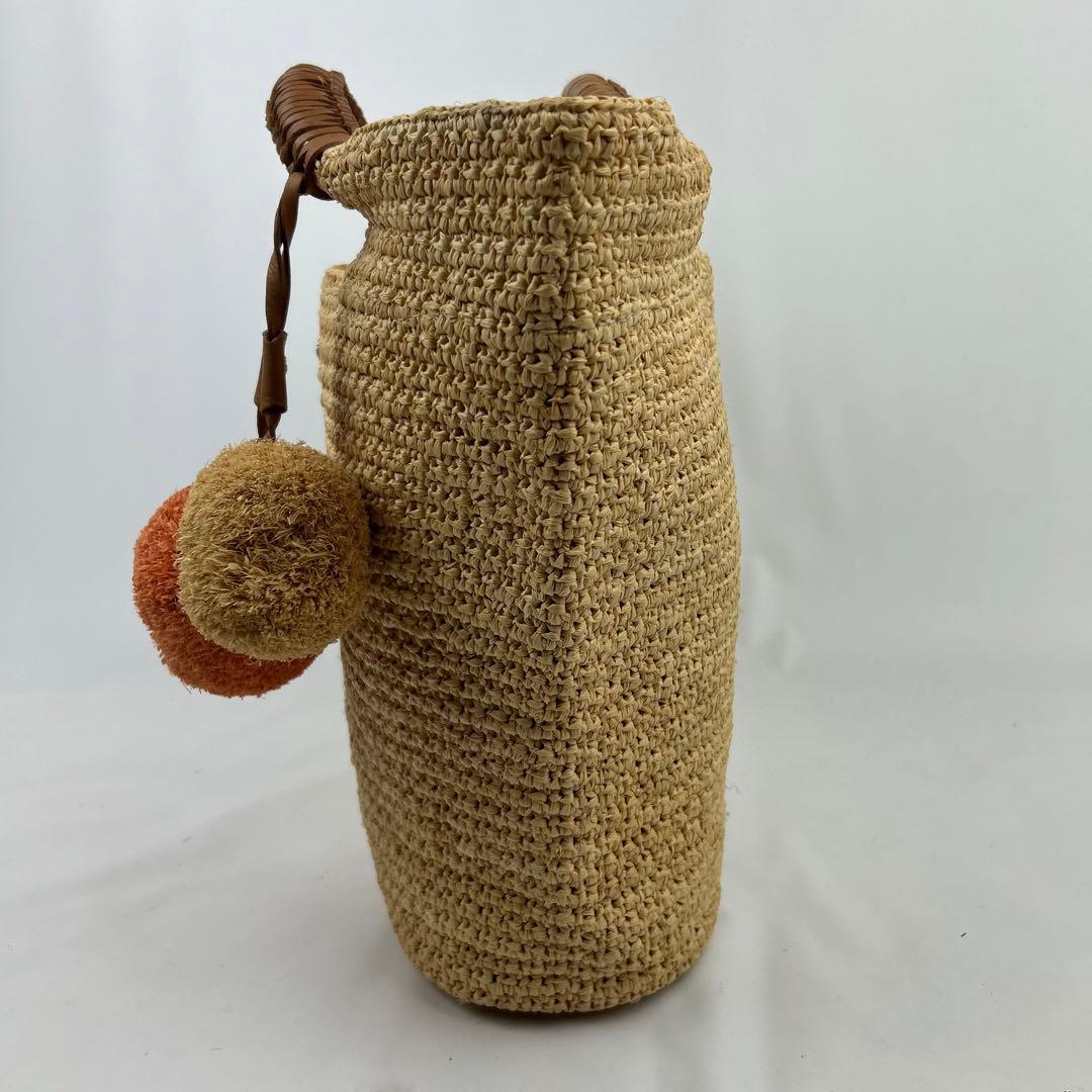 【美品】 ヘレンカミンスキー ラフィア カゴバッグ チャーム　トートバッグ　金具