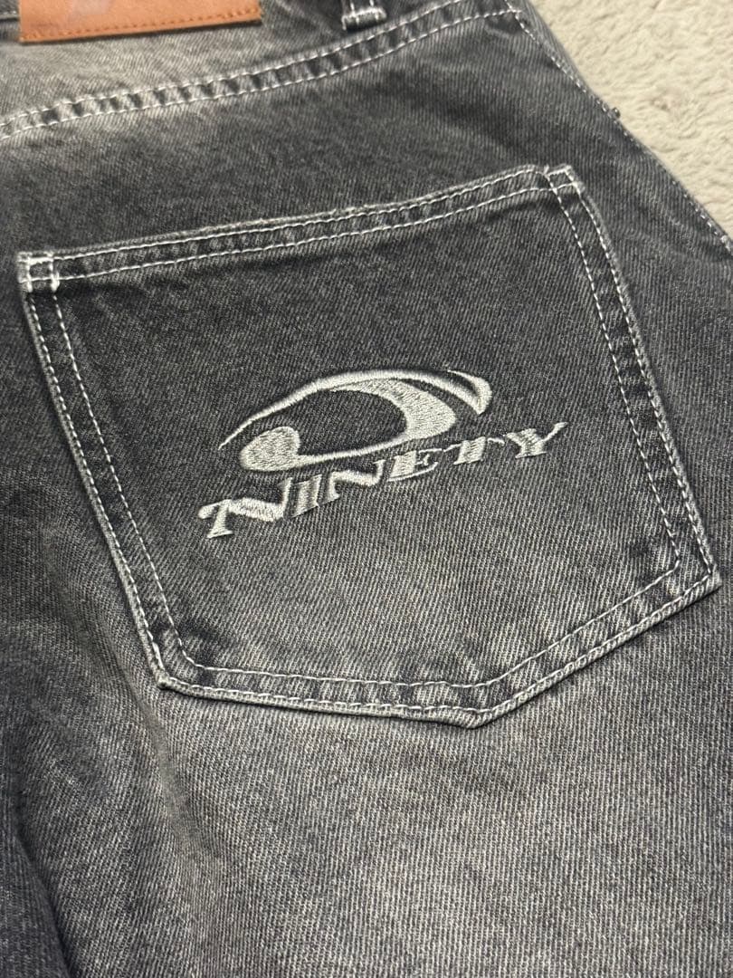 9090 バギーデニム ブラック ワイドデニム 完売品 S