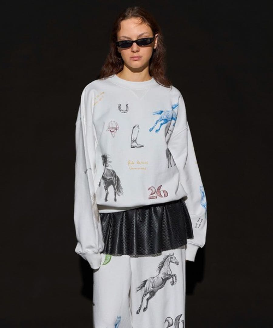 新品　MAISON SPECIAL 総柄プリント　トレーナー　スウェット　白