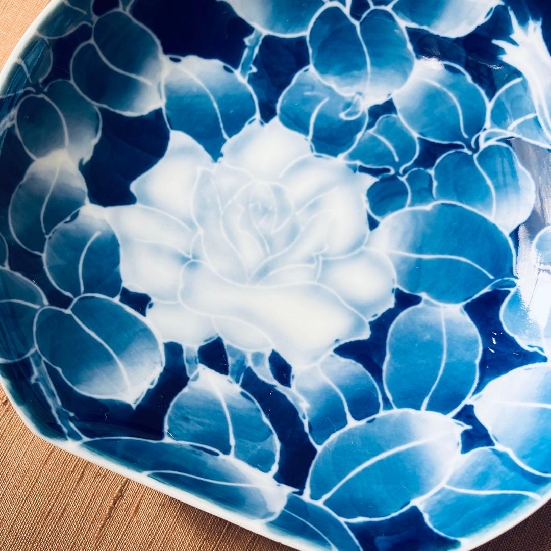 (希少) 深川製磁　古代バラ　半月皿　小皿　3枚　古代薔薇　手書き　有田焼