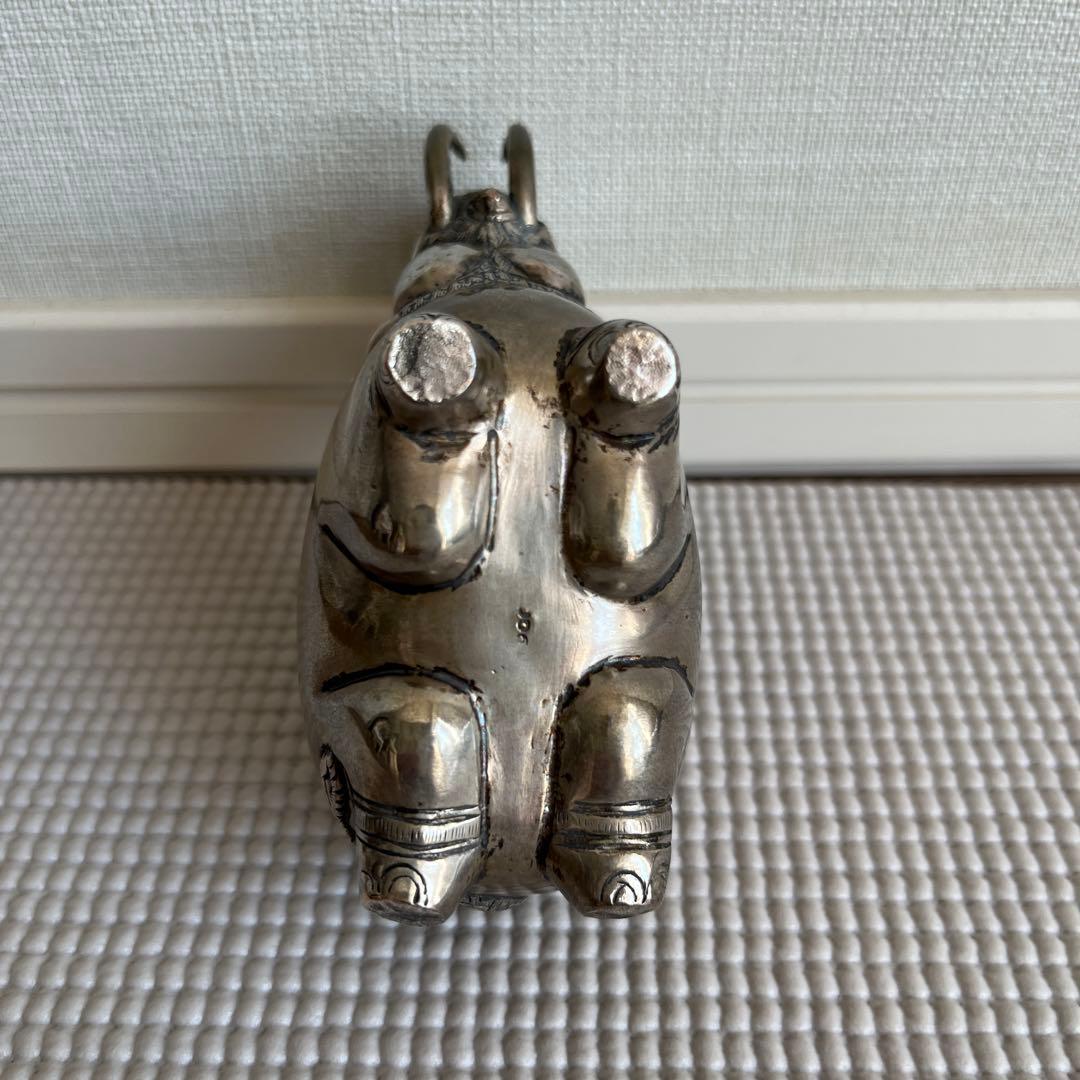 （最終価格）希少レア純銀90.0 重さ107ｇ　象小物入れ　装飾品置物　アジアン