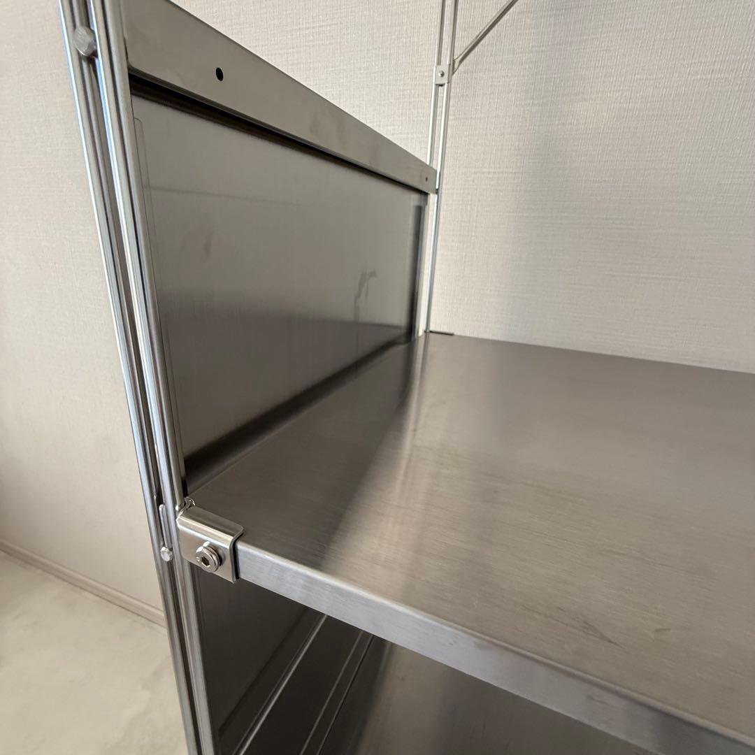 【引取】無印良品ステンレスユニットシェルフステンレス棚セット大+サイドパネル+棚