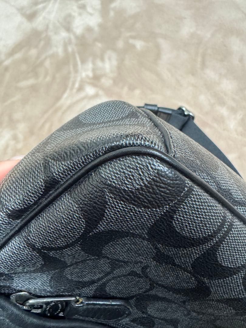 COACH レザー ショルダーバッグ　 グブラック/グレー