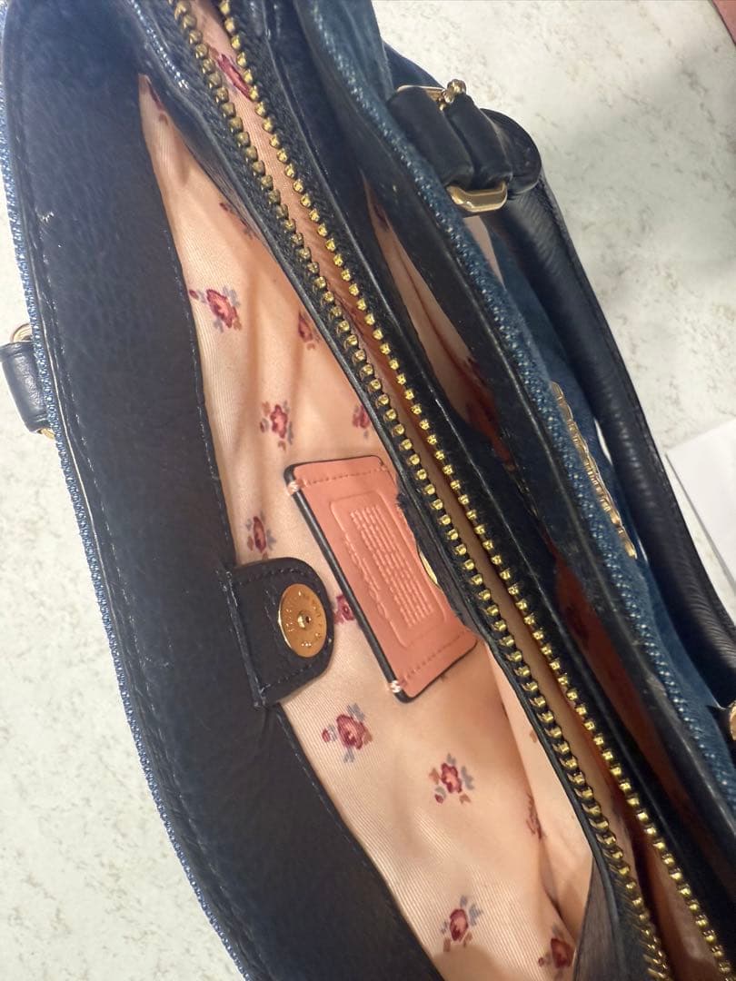 Coach デニム×レザー ショルダーバッグ