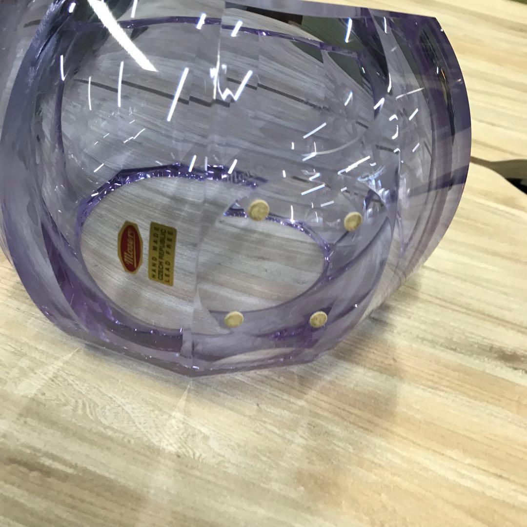 Moser モーゼル クリスタルガラス 置物 紫 パープル