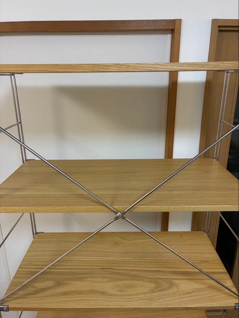 無印良品 ステンレスユニットシェルフ オーク材 棚セット ワイド大①