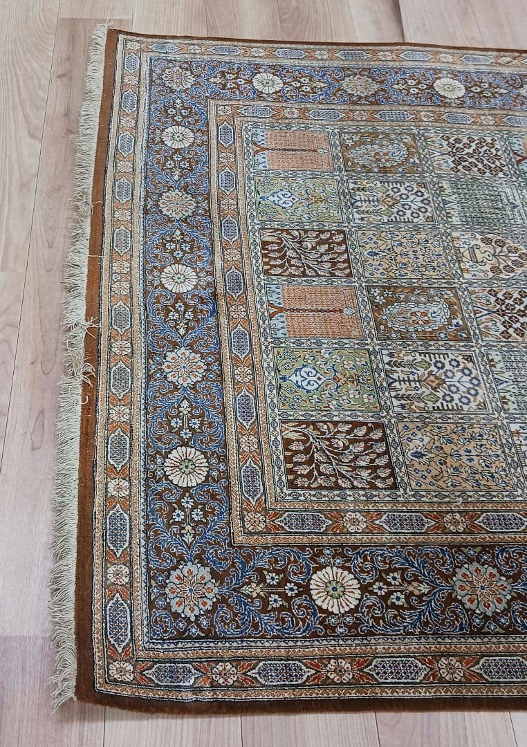 Y3327 ペルシャ絨毯 クム ババイ工房 シルク100% 手織100万ノット