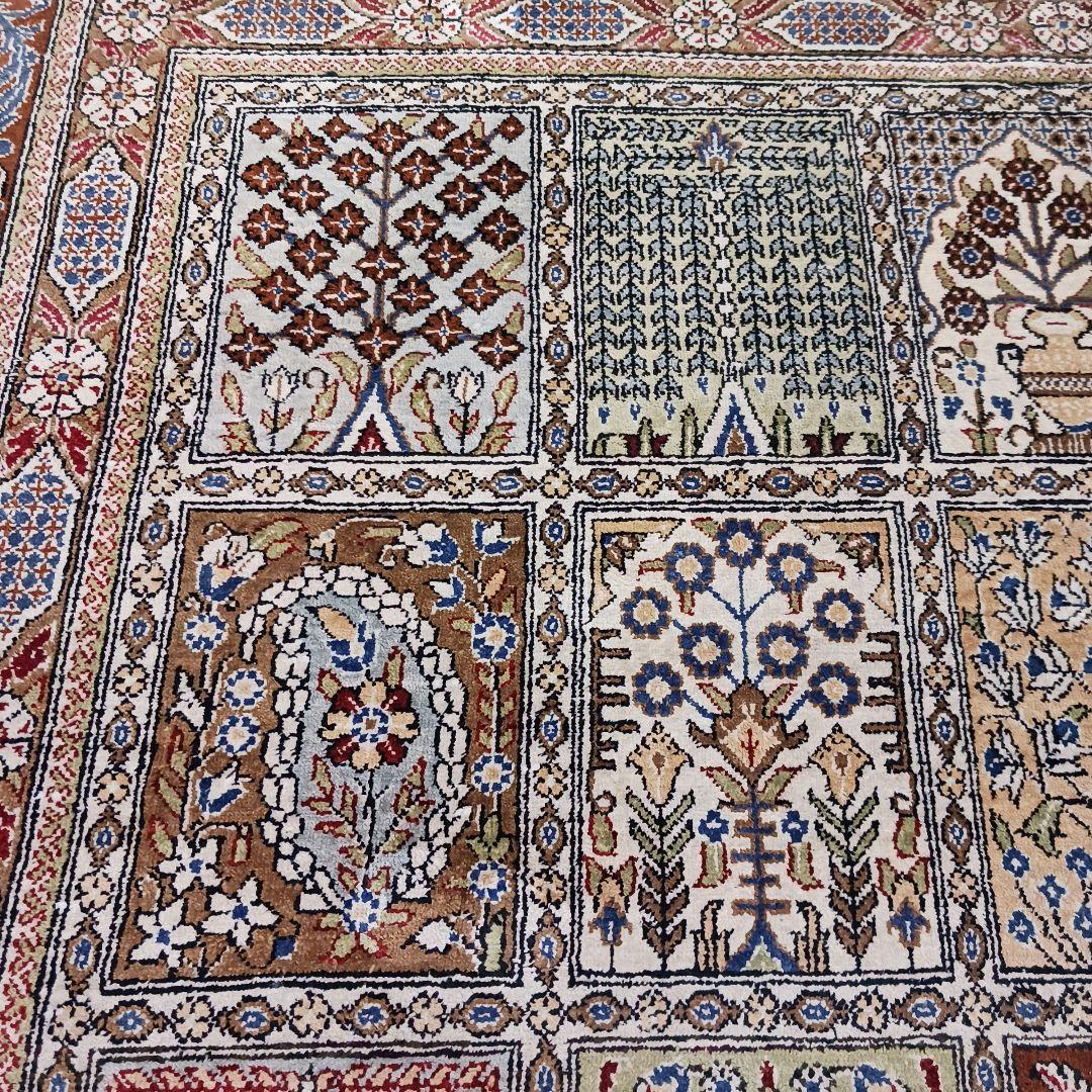 Y3327 ペルシャ絨毯 クム ババイ工房 シルク100% 手織100万ノット