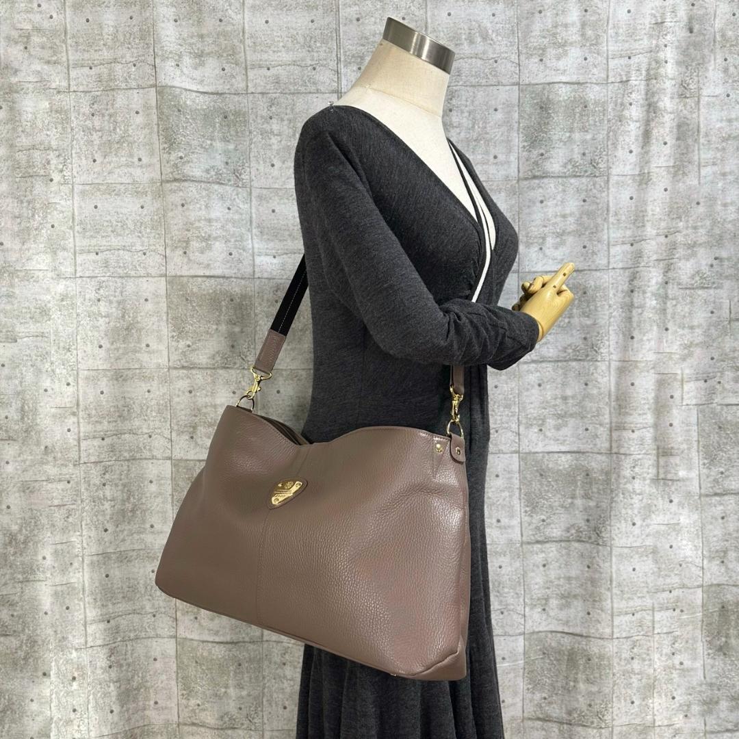 ATAO アタオ エルヴィ 2way ハンドバッグ ショルダーバッグ グレージュ