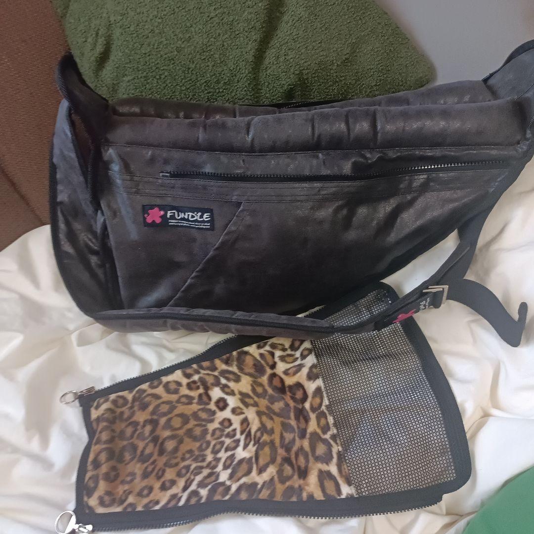 希少FUNDLE ファンドルペットスリング グレー×レオパード キャリーバッグ