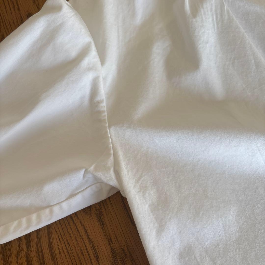 【美品】ドゥロワー コットン ギャザーワイドフレアブラウス シャツ ホワイト
