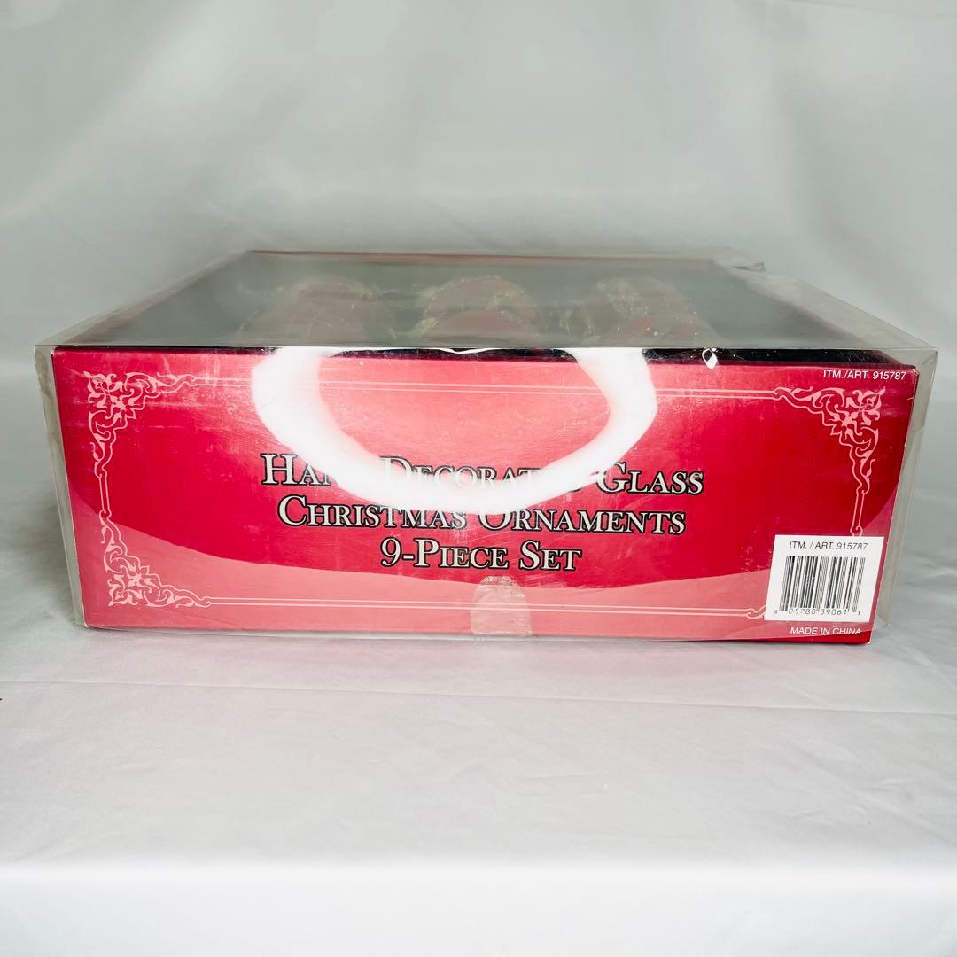 コストコ クリスマス オーナメント 赤 ガラス 大玉9個 箱付　ツリー用