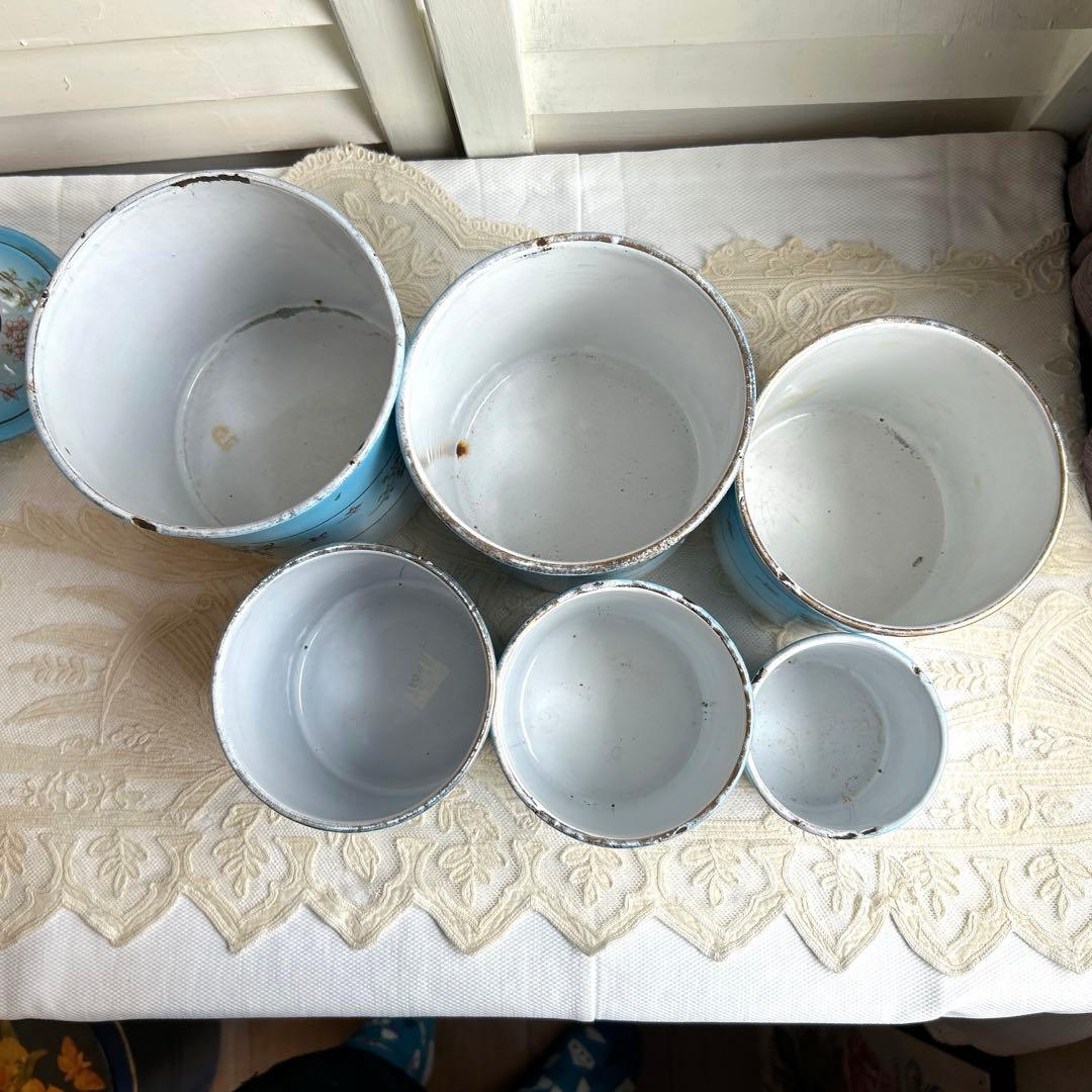 フランスアンティーク　ホーローキャニスター6 個set