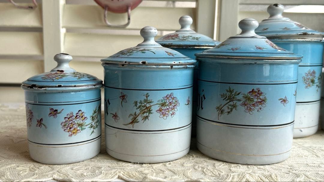フランスアンティーク　ホーローキャニスター6 個set