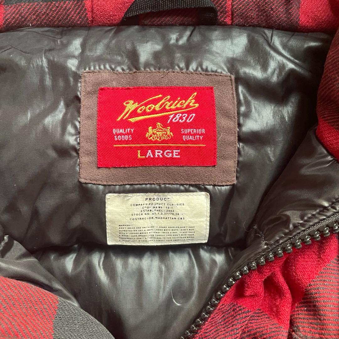 WOOLRICH ダウンジャケット 短丈 チェック 赤 Y2K 肉厚 古着