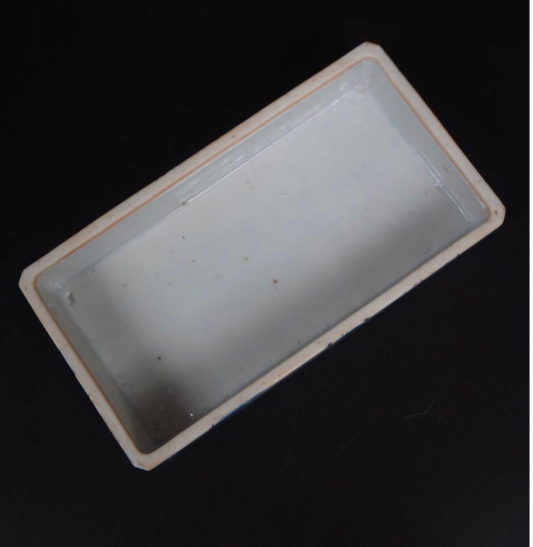 送料無料 明治7年(1874年)購入　青花四君子鳥図三重箱　共箱★大珍品★