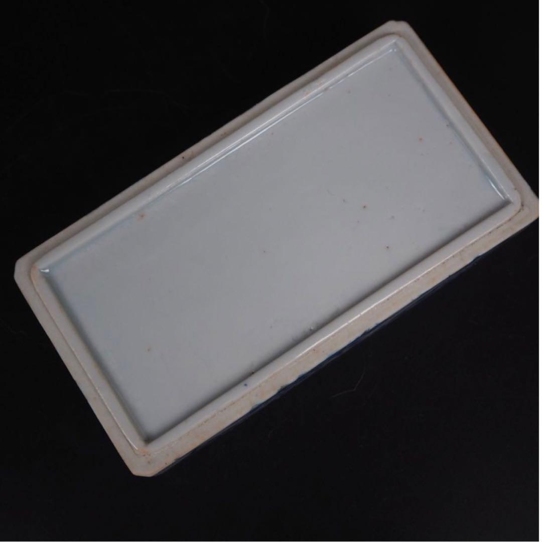 送料無料 明治7年(1874年)購入　青花四君子鳥図三重箱　共箱★大珍品★