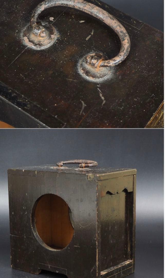 送料無料 明治7年(1874年)購入　青花四君子鳥図三重箱　共箱★大珍品★