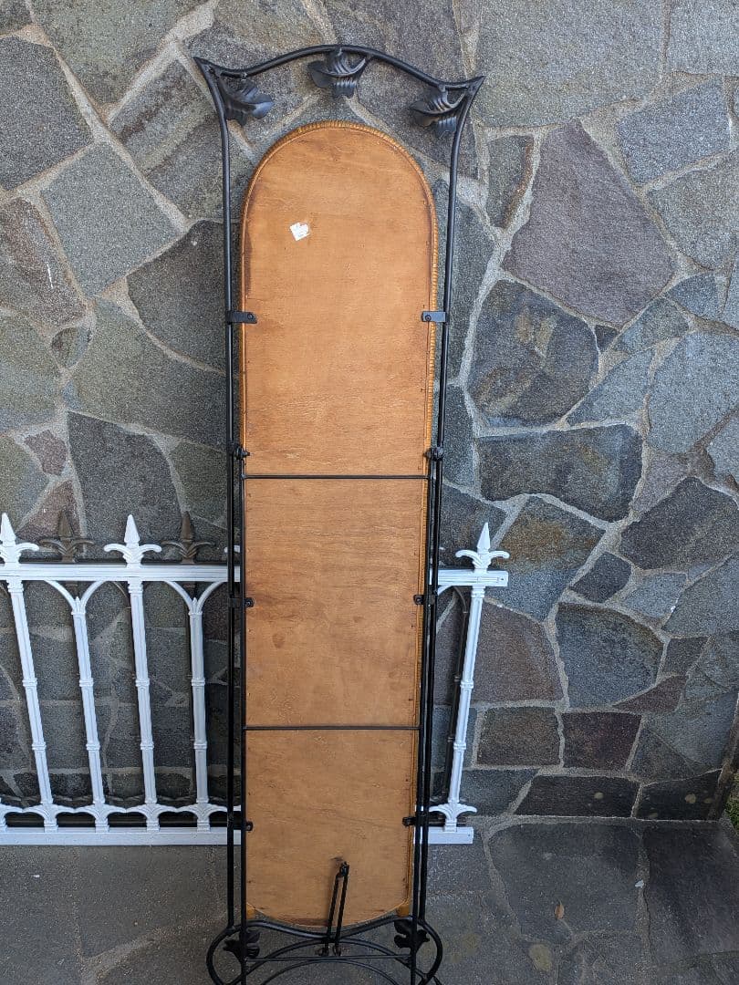 ラタン　アイアン全身姿見鏡 　スタンドミラー