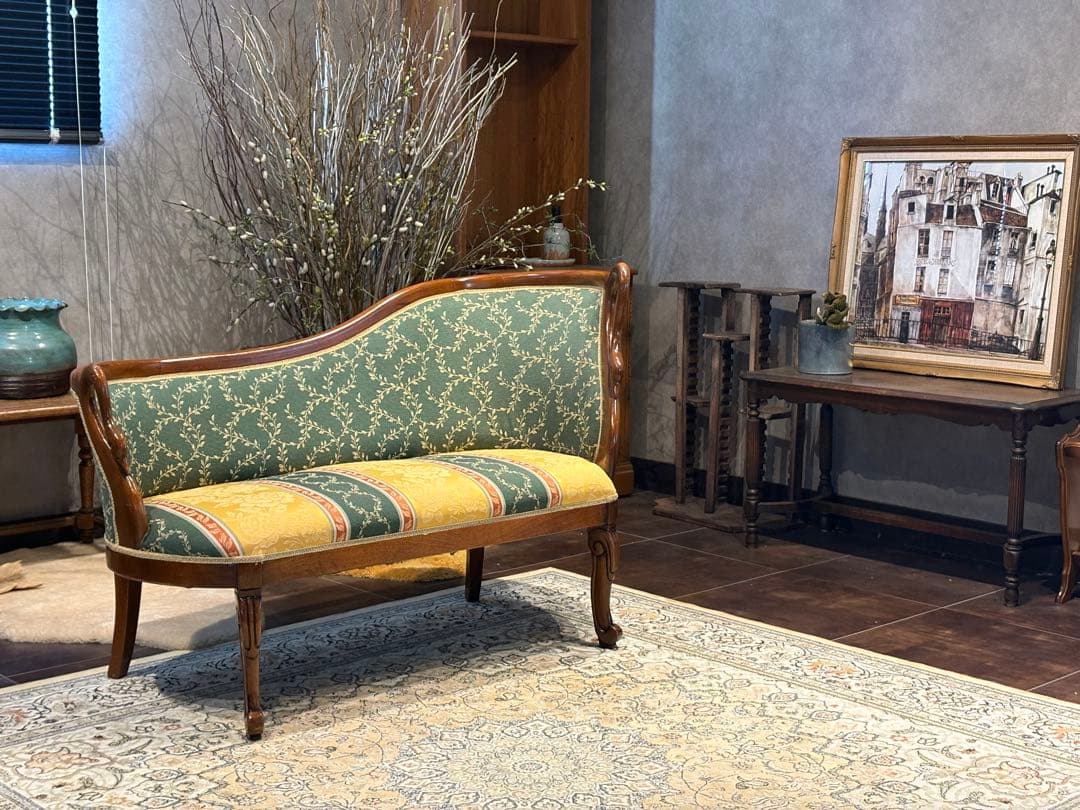 クラシック 2人掛けソファ 2Pソファ 猫脚 アンティーク ヴィンテージ nY