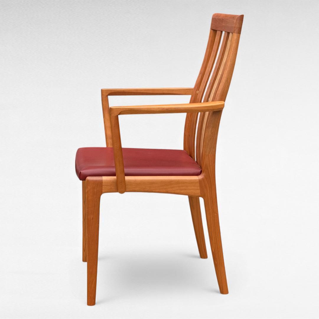 ②美品 ナガノインテリア 高級本革チェア DC322 ブラックチェリー